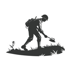 Classic Round Land Mine Silhouette