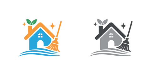Colorful House Cleaning Service Logos