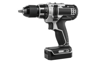 Black and Silver Cordless Drill from Different Angle tool isolated on a transparent background
