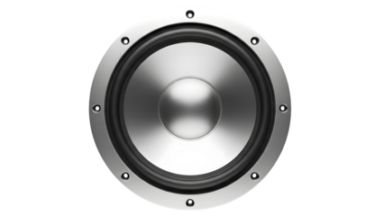 Silver speaker on isolated on a transparent background black audio sound