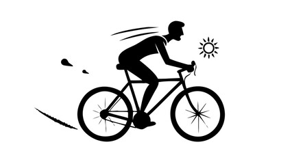 Obraz premium Energetic silhouette of a person riding a bicycle, cardio fitness and active wellness lifestyle concept
