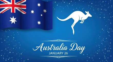 Celebrate australia day with a kangaroo and the australian flag on 26 january