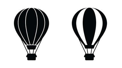Obraz premium Two black and white hot air balloons with basket designs shown