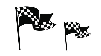 Black and white checkered racing flags waving on a plain background © Rabbi
