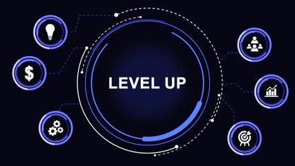Level up business technology and internet network concept with data insights performance. Network insights and data-driven business technology animation. - Powered by Adobe