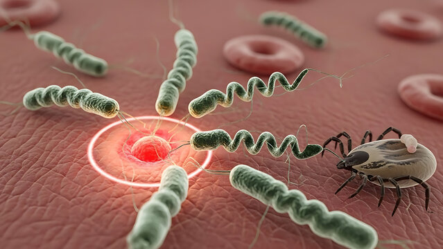 Lyme disease bacteria concept caused by a Deer tick bite as a bacterial spirochete pathogen infectio