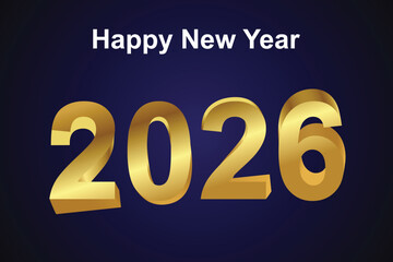 2026 Happy New Year celebration background with Golden numbers.