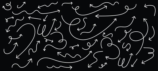 Arabic calligraphy with arrows on black background