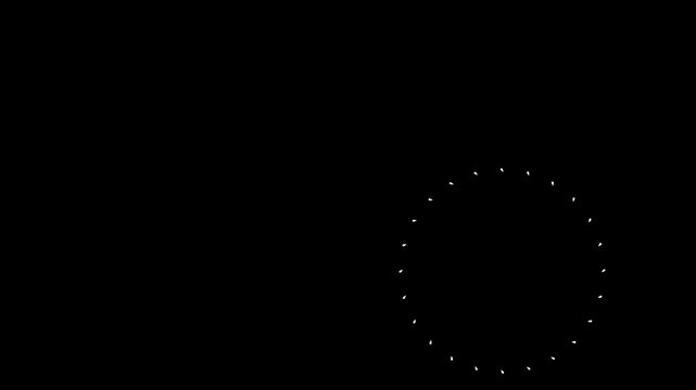 Firework circle explosion animation with fast glowing lines spark bursts and dynamic geometric shapes on solid black background 4K