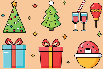 set of christmas icons