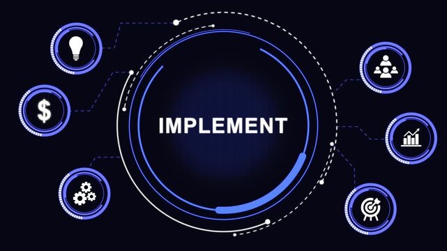 Implement business technology and internet network concept with data insights performance. Network insights and data-driven business technology animation.