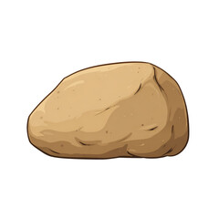 Rounded boulder in soft brown color. Isolated white background. Png format