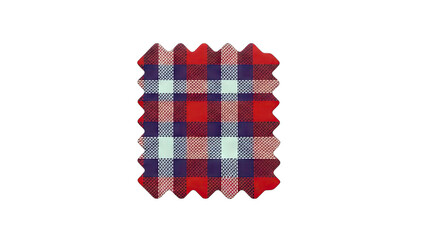 Red, Blue and White Gingham Fabric Sample on White