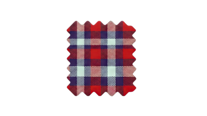 Red, Blue and White Gingham Fabric Sample on White