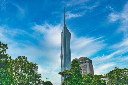 Morning view of highest tower KL PNB Merdeka 118 in Kuala Lumpur. Reflection at glass surface. Capital city commercial centre. Malaysia. September 18 2025. This was on a hot day during wet season.