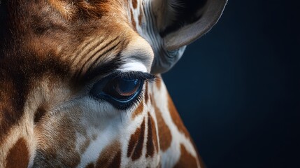 Close up of a Giraffes Eye and Face with Detailed Texture.