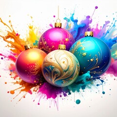 beautiful border frame of beautiful colorful Christmas baubles 