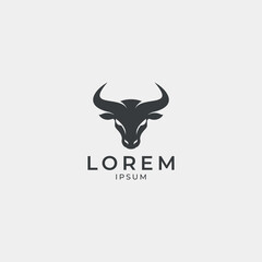 Strong bull logo design in minimalist black and white style. Powerful animal symbol suitable for business branding, finance companies, sports teams, ranch brands, and professional logo projects.