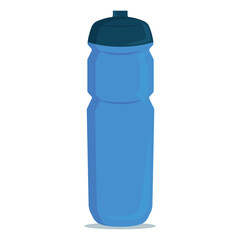 Blue sport bottle water gym in flat style on white background