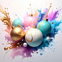 beautiful border frame of beautiful colorful Christmas baubles 