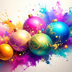 beautiful border frame of beautiful colorful Christmas baubles 