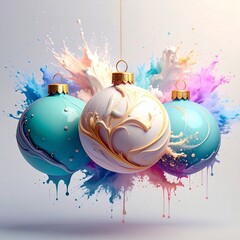 beautiful border frame of beautiful colorful Christmas baubles 