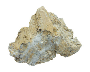 Natural dry clay lump with cracked texture isolated on transparent background