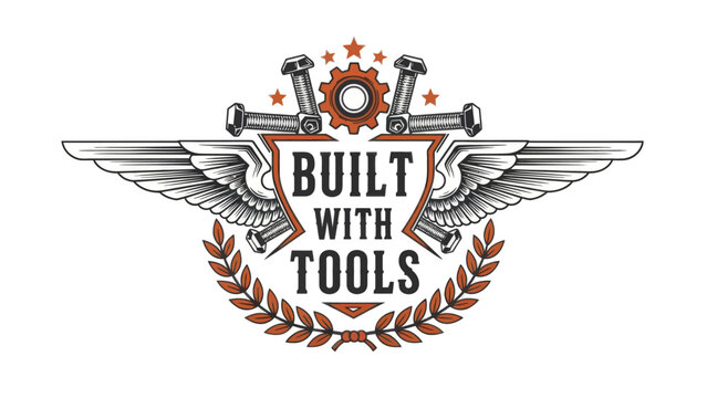 Innovative emblem showcasing engineering craftsmanship with mechanical elements