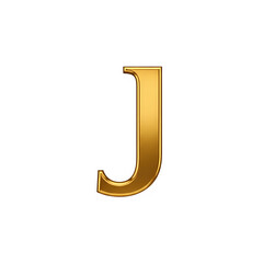 Typography Golden Alphabet: Premium Letter Set. A capital letter J crafted from lustrous gold, flat lay, 2D design, directly facing the viewer. Isolated on a pure white background.	