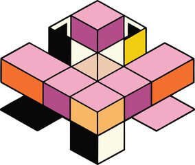 Geometric brutalism using rigid square modules