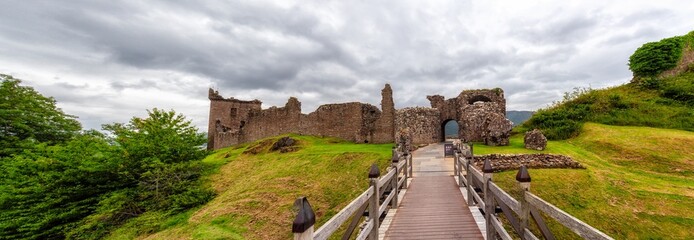 Urquhart Castle beside Loch Ness in the Highlands of Scotland, UK
