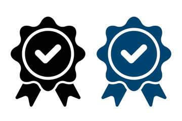 Quality Badge Icon with Check Mark Isolated on Transparent Background. Certification. Vector Illustration