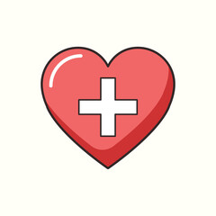 Obraz premium Heart shape with medical cross symbol vector illustration for healthcare charity