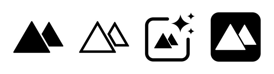 Giza pyramid icon representing the ancient Egyptian wonder in a clean black vector illustration on a transparent background