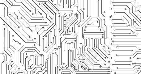 Abstract grey circuit pattern on white technology futuristic background. 