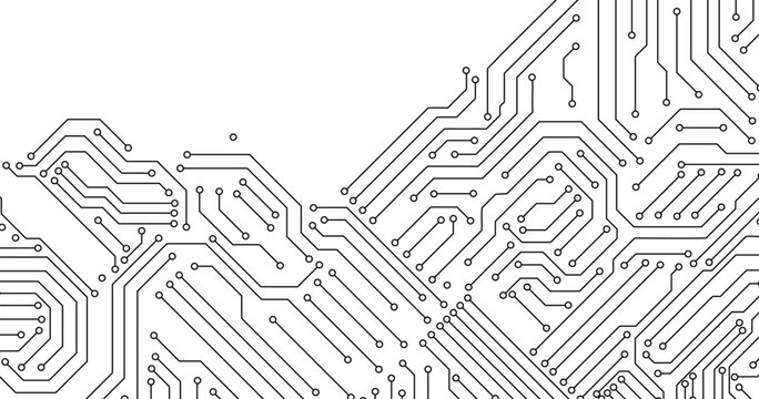 Abstract grey circuit pattern on white technology futuristic background. 