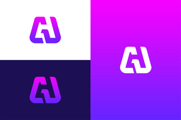  Initials letter AU logo design vector illustration