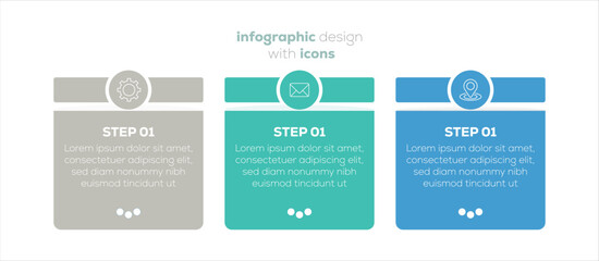 Infographic with 3 options. Business infographic template. Timeline journey. Process diagram.  process chart. Can be used for workflow layout, diagram, annual report, web design