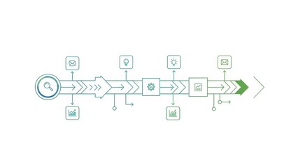 Abstract Process Flow Diagram with Icons and Arrows