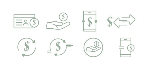 financial transaction icons. circular arrows representing money exchange and financial transaction. payment for business, banking and web design.