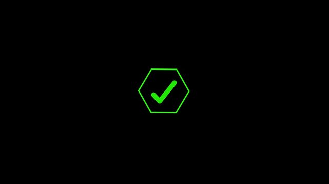 Tick mark check animation sign of approved, success, confirm, correct. Smooth animation indicating completion with polygon round line.