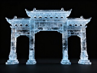 Ice sculpture of traditional Chinese gate