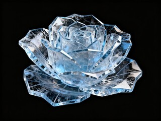Crystal rose sculpture on black background