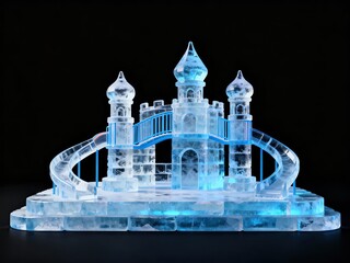 Ice sculpture of a castle with slides