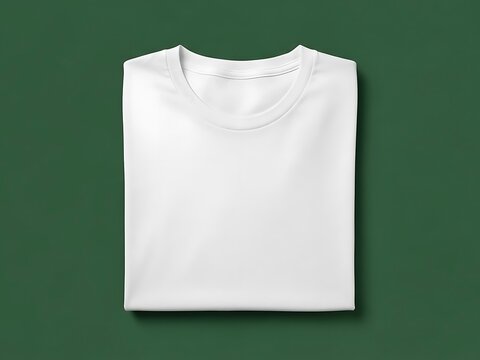 White T Shirt on Green Background.