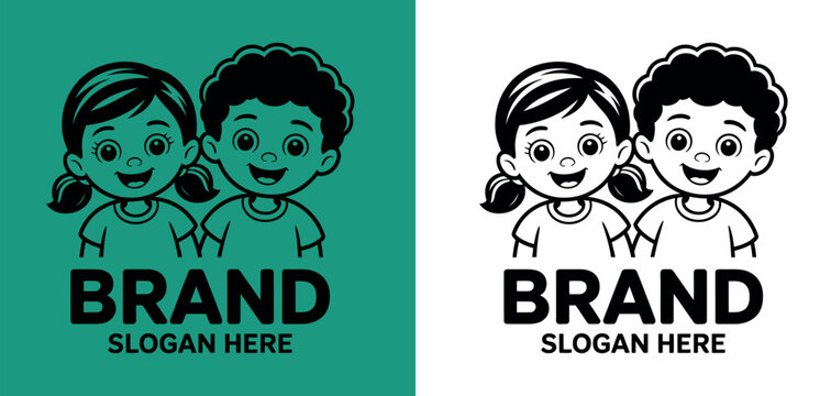 Diverse Kids Logo Template Design