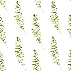 Watercolor Fern Leaves Vertical Botanical Pattern