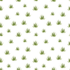 Simple Green Watercolor Grass Sprouts Seamless Pattern