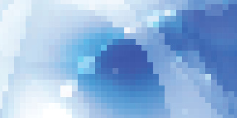 Abstract Blue and White Pixelated Cloud Formation Background.
