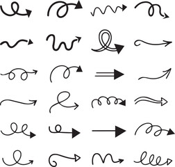 Sketch style hand drawn arrow set with scribble lines and marker brush strokes, featuring creative direction arrow icons. Perfect for infographics, social media, presentations, UI design